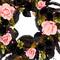 24" Cute & Creepy Black & Pink Flower Halloween Pre-Lit LED Wreath